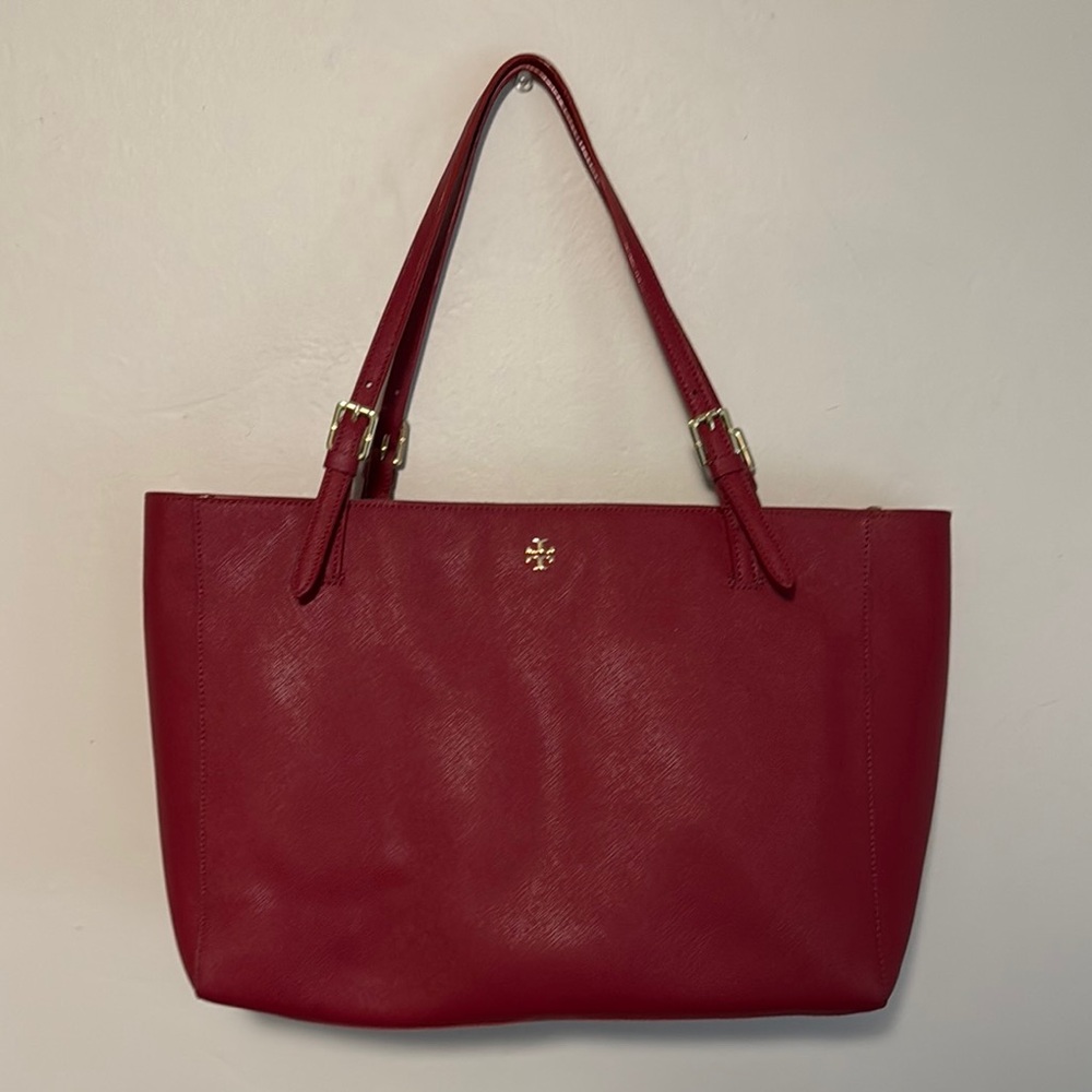 Tory Burch Red Leather Tote Bag